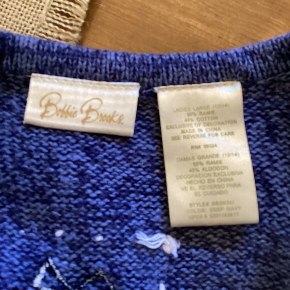 Bobbie Brooks Christmas Holiday Sweater Vest Size Large Snowman & Sleigh - Picture 10 of 10